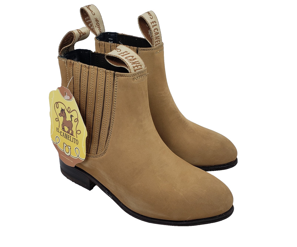 El Canelito Zap Diana Girls Size 13 Tan Nubuck Leather Western Chelsea Boots